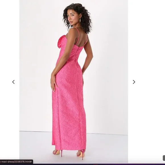 LULUS Romantic Pink Jacquard Bow Sleeveless Maxi Dress Size M NEW WITH TAG! LULUS Romantic Pink Jacquard Bow Sleeveless Maxi Dress Size M NEW WITH TAG!